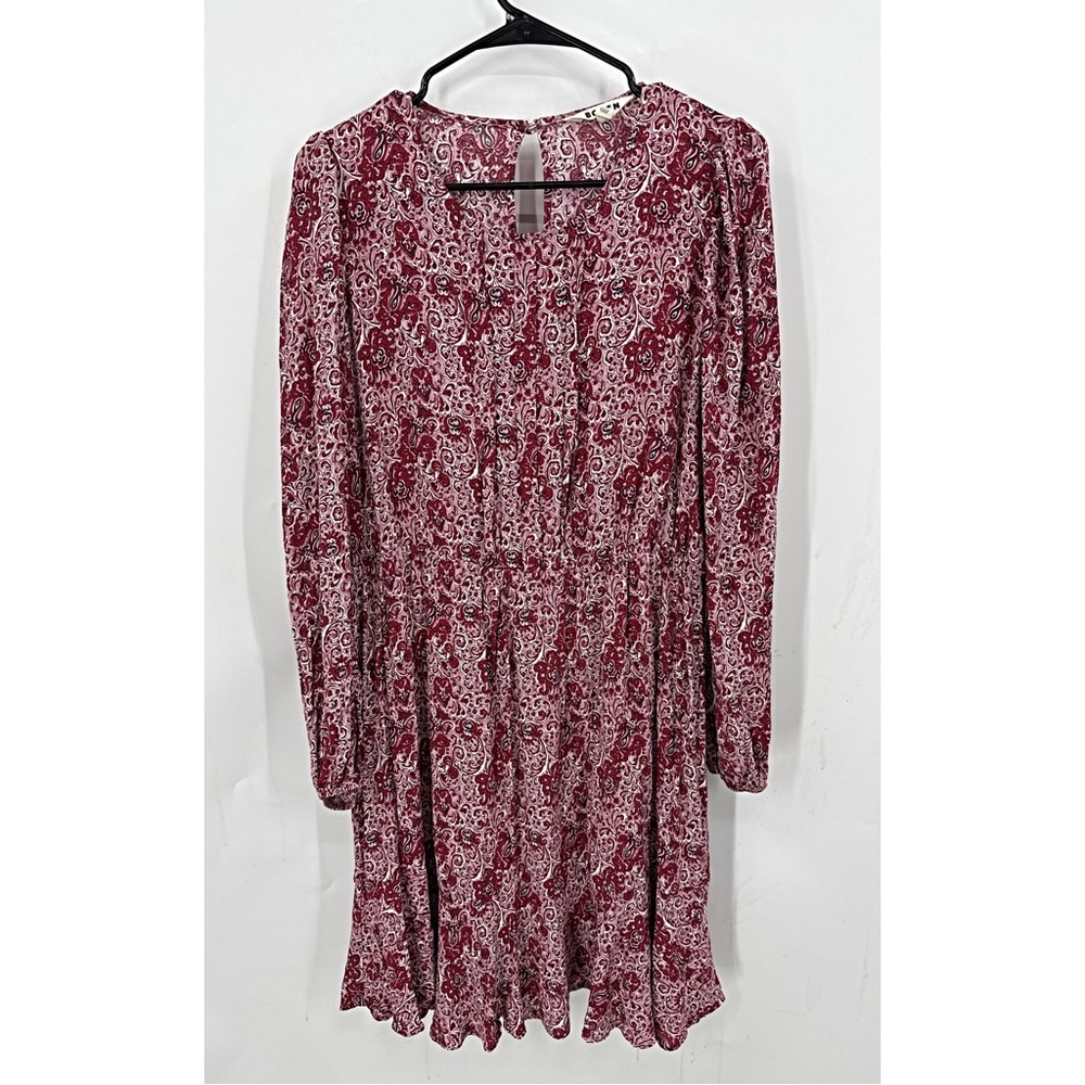 Boden long sleeve elasticity Red Floral paisley Print  Dress 12